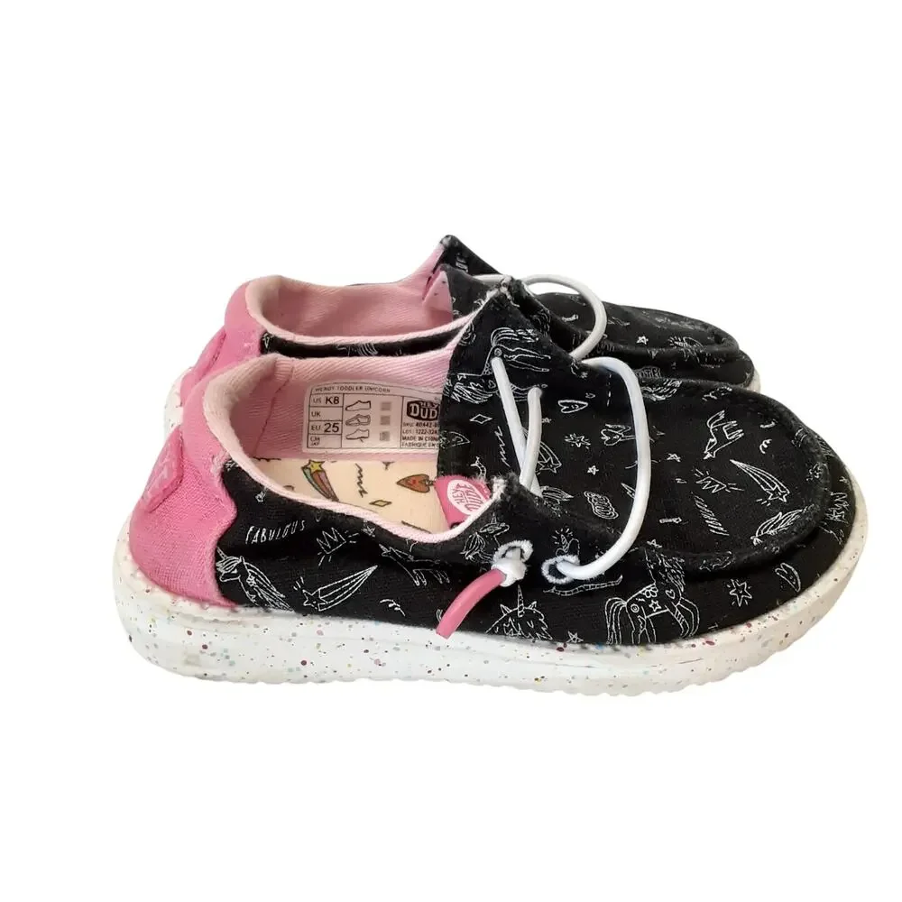 Hey Dude Wendy Sox Slip On Shoes Toddler 8 Black Unicorn Whimsical Boat Shoes